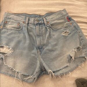Denimist Distressed Light Blue Denim Shorts